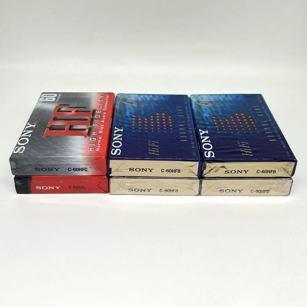 Lot of 6 Sony Audio Cassette Tapes BLANK HiFi 60/90 Min Normal Bias Type 1 NOS